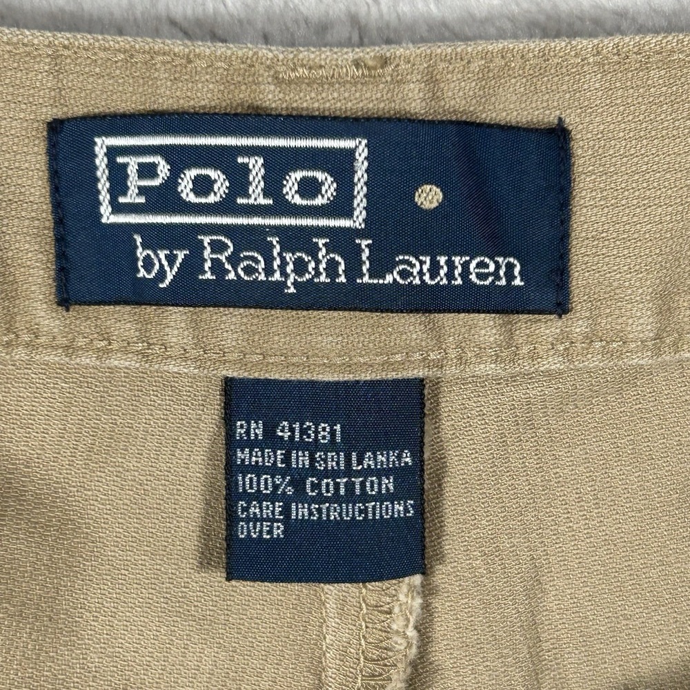 VTG 90s Polo Ralph Lauren Andrew Pant Men 35x30 Beige Classic Chino Pleated USA - Picture 15 of 16